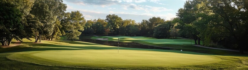 Obraz premium Charity golf tournament with participants on the green