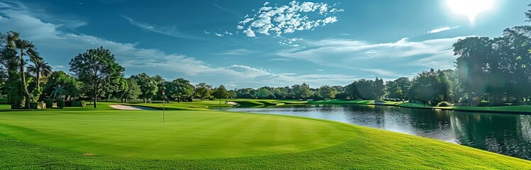 Charity golf tournament with participants on the green