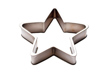 A Shining Star-Shaped Cookie Cutter Ready For Baking on a Clear PNG or White Background.