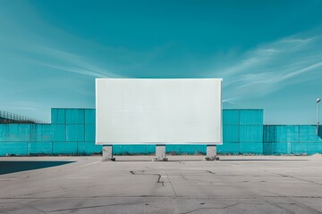 Obraz premium Empty Outdoor Billboard Against a Clear Blue Sky