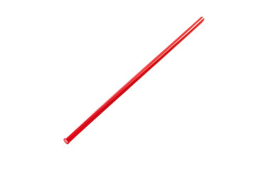 A Single Red Straw Against a White Background on a Clear PNG or White Background.