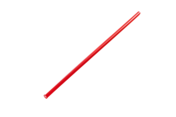 A Single Red Straw Against a White Background on a Clear PNG or White Background.