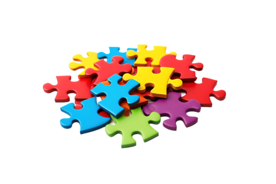A Colorful Puzzle of Solutions Awaits on a White Background on a Clear PNG or White Background.