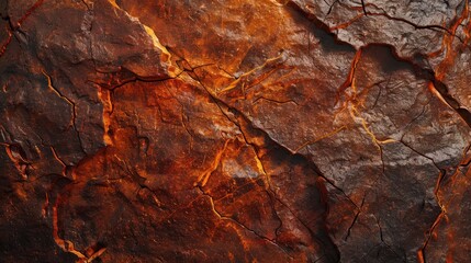 Fototapeta premium Dark red orange brown rock texture with cracks. Close-up. Rough mountain surface. Stone granite background for design. Nature.