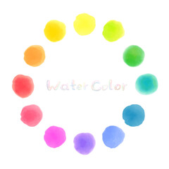 ビビットカラーの水玉模様の水彩イラスト