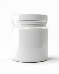 Blank white jar for pills mock up isolated on white background