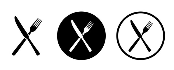 Silverware icons. Fork, knife. Menu symbol. Black silverware icon. Vector illustration.