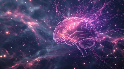 Fototapeta premium During sleep, brain bathed gentle light, stressless tranquility. Mindfulness stress reduction (MBSR), cognitive therapy (MBCT) mindful meditation. Brain neuron waves synchronize sleep affirmations