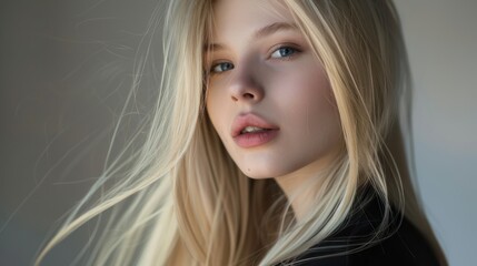 Naklejka premium Portrait of a Beautiful Young Woman with Blonde Hair