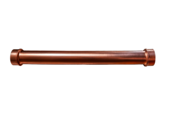A Shiny Copper Pipe Isolated Against a Pristine White Background on a Clear PNG or White Background.