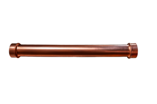 A Shiny Copper Pipe Isolated Against a Pristine White Background on a Clear PNG or White Background.