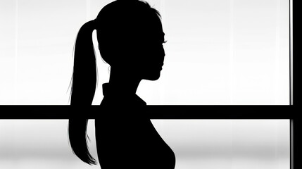 Stunning silhouette of a slim woman against a window, exuding elegance and grace.