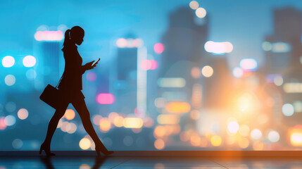 Inspiring image of a Black businesswoman in the city, walking in a financial district, on her way to the office.