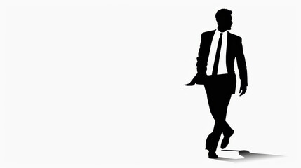 Professional silhouetted businessman on a white background, perfect for presentations or websites.