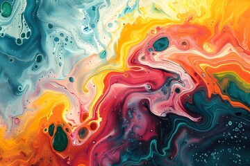 Vibrant Abstract Swirls of Color in Fluid Art