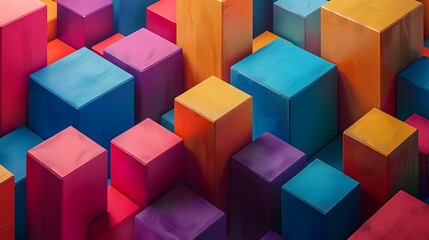 Fototapeta premium Vibrant Abstract Composition of Colorful Geometric Blocks
