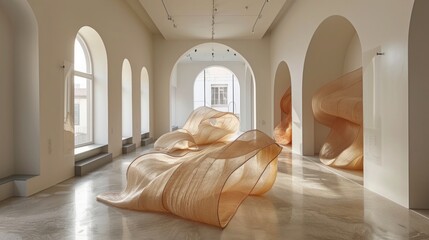 Ethereal Silk-like Material Art Forms with Radiant Light