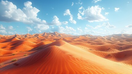 Fototapeta premium Majestic Hyper-Realistic 3D Rendering of Desert Sand Dunes Against Clear Blue Sky