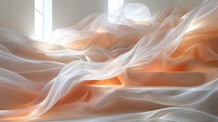 Ethereal Silk-like Material Art Forms with Radiant Light