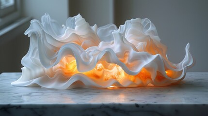 Ethereal Silk-like Material Art Forms with Radiant Light