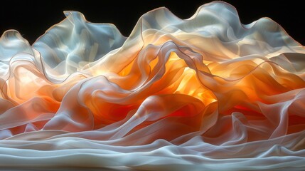 Ethereal Silk-like Material Art Forms with Radiant Light