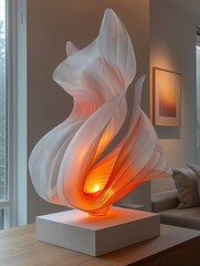 Luminous Abstract Wave Fabric Art with Soft Gradient Colors