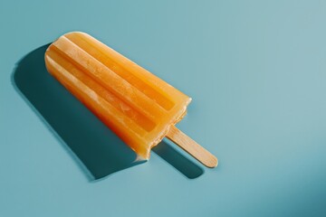 Varying  popsicles on an orange background. Flat lay of ice creams  in pop-art style with copy...