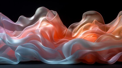 Luminous Abstract Wave Fabric Art with Soft Gradient Colors