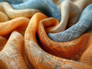 Fototapeta premium Hyper-Realistic 3D Rendering of Close-Up Fabric Textures with Silk, Wool, and Linen Details in 8K Resolution