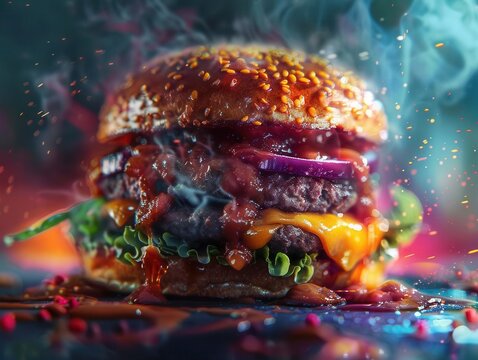Burger, fast food, created with Generative AI technology
