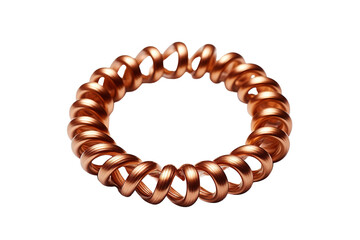 Obraz premium A Copper Coil's Embrace: A Circular Dance of Metal and Light on a Clear PNG or White Background.