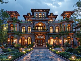 Ethereal Elegance: Hyper-Realistic 3D Rendering of Historic Building in Tranquil Urban Setting