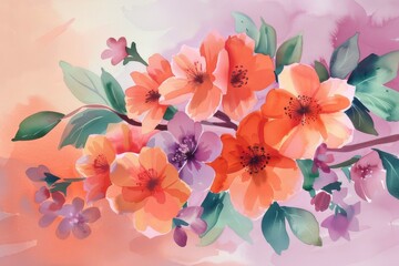 Fototapeta premium This is a close-up of a beautiful, orange coloured flower. This was generated using synthetic intelligence. Beautiful simple AI generated image in 4K, unique.