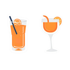  Two refreshing orange juice with straws and orange slices, perfect for summer