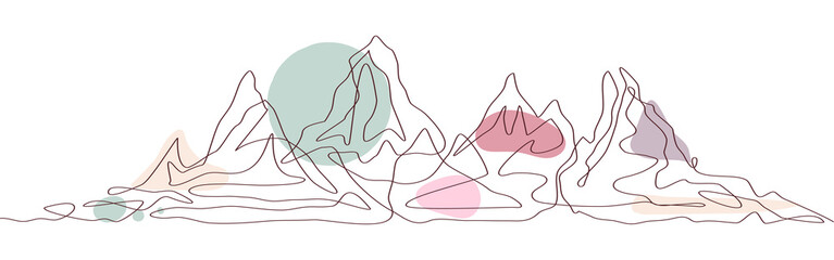 Mountain one line art boho style