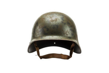 A Weathered Helmet, A Reminder of Past Conflicts on a Clear PNG or White Background.