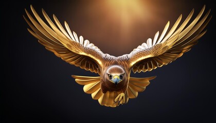 Design a  logo of a golden falcon diving through the air.