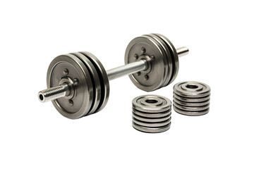 Naklejka premium A Weightlifting Barbell Set Ready for a Strength Training Workout on a Clear PNG or White Background.