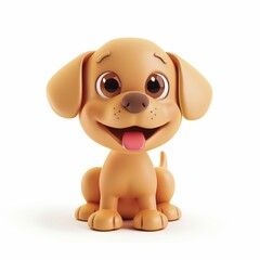 Cute 3D Cartoon Puppy Dog with Big Eyes and Tongue Out