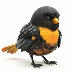 Fototapeta premium Cute Cartoon Black and Orange Bird 3D Render Illustration