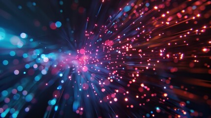 Fototapeta premium Abstract light art, colorful neon light fibers creating an explosion of lights