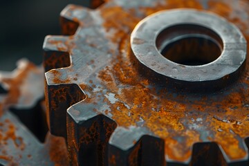 Close-Up of Rusty Gears Showcasing Industrial Aesthetics