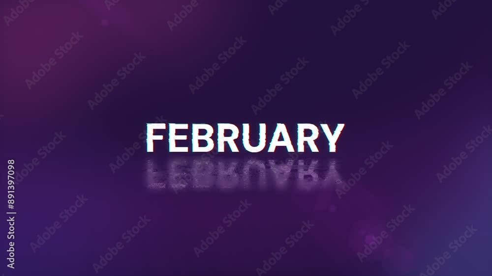 Aufkleber february text with screen effects of technological failures. spectacular screen glitch with various 