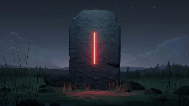 Mysterious cryptic symbols etched into ancient stone, runes of forbidden knowledge. Illustration Flat Color, Clip Art Style , Minimalism,