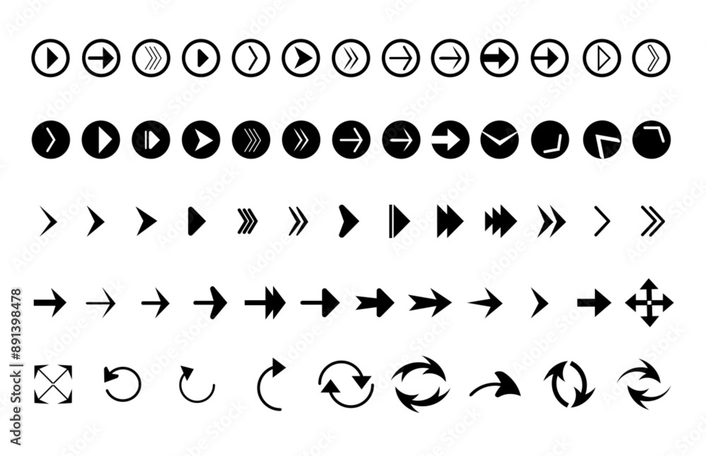 Poster black vector arrows collection. arrow. cursor. arrow vector icon. modern simple arrows. collection d