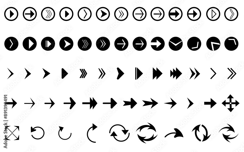 Poster black vector arrows collection. arrow. cursor. arrow vector icon. modern simple arrows. collection d