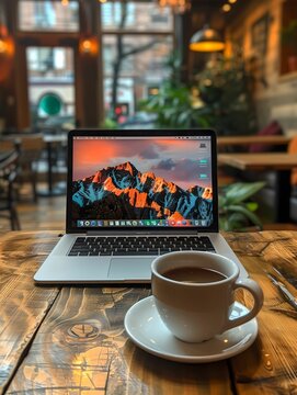 cup of coffee on the laptop