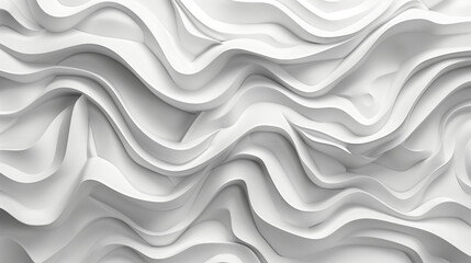 Obraz premium 3D rendered abstract white surface with flowing wavy patterns, creating a dynamic and elegant texture ideal for backgrounds, design projects, and digital art