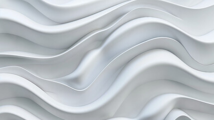 An abstract image showcasing smooth, white waves creating a flowing, dynamic pattern with a minimalist aesthetic.