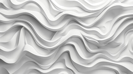 Obraz premium 3D rendered abstract white texture with dynamic wavy patterns, offering a sleek and contemporary design suitable for backgrounds, digital art, and various creative projects